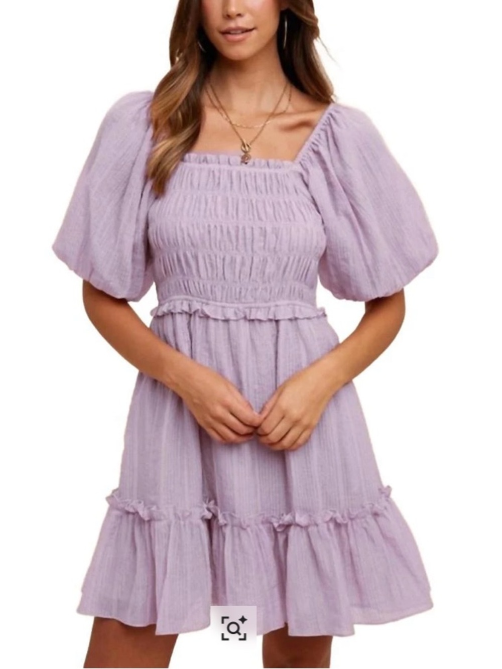 AnnieWear Smocking Bodice Tiered Mini Dress